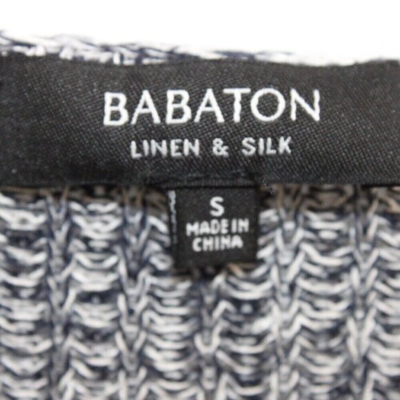Aritzia Babaton V Neck Sweater Linen Silk Blend Size Small Gray - Picture 2 of 3